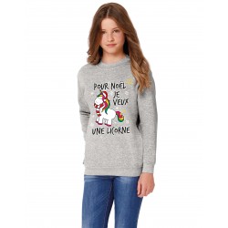 Sweat-shirt Enfant Licorne Noël