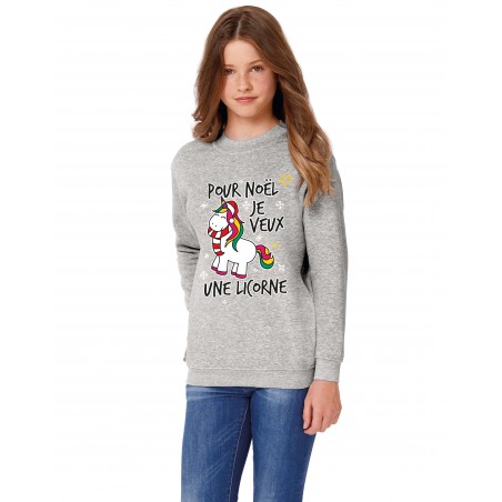 Sweat-shirt Enfant Licorne Noël