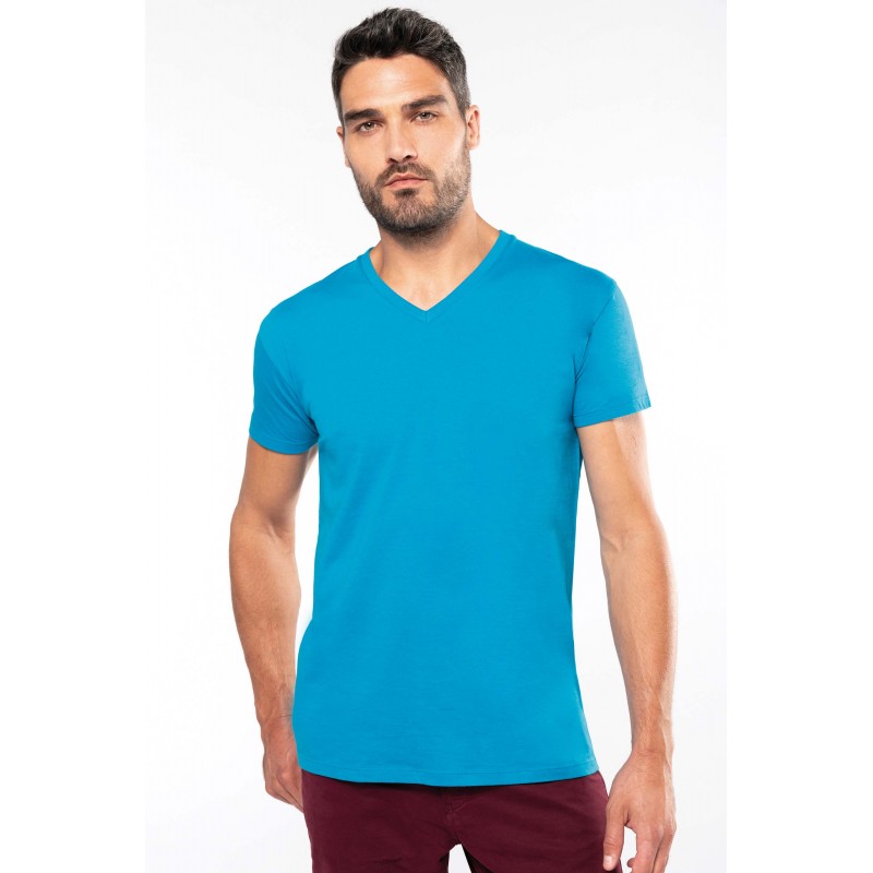 Tee-Shirt Col V Homme BIO à personnaliser Taille M Couleur Turquoise