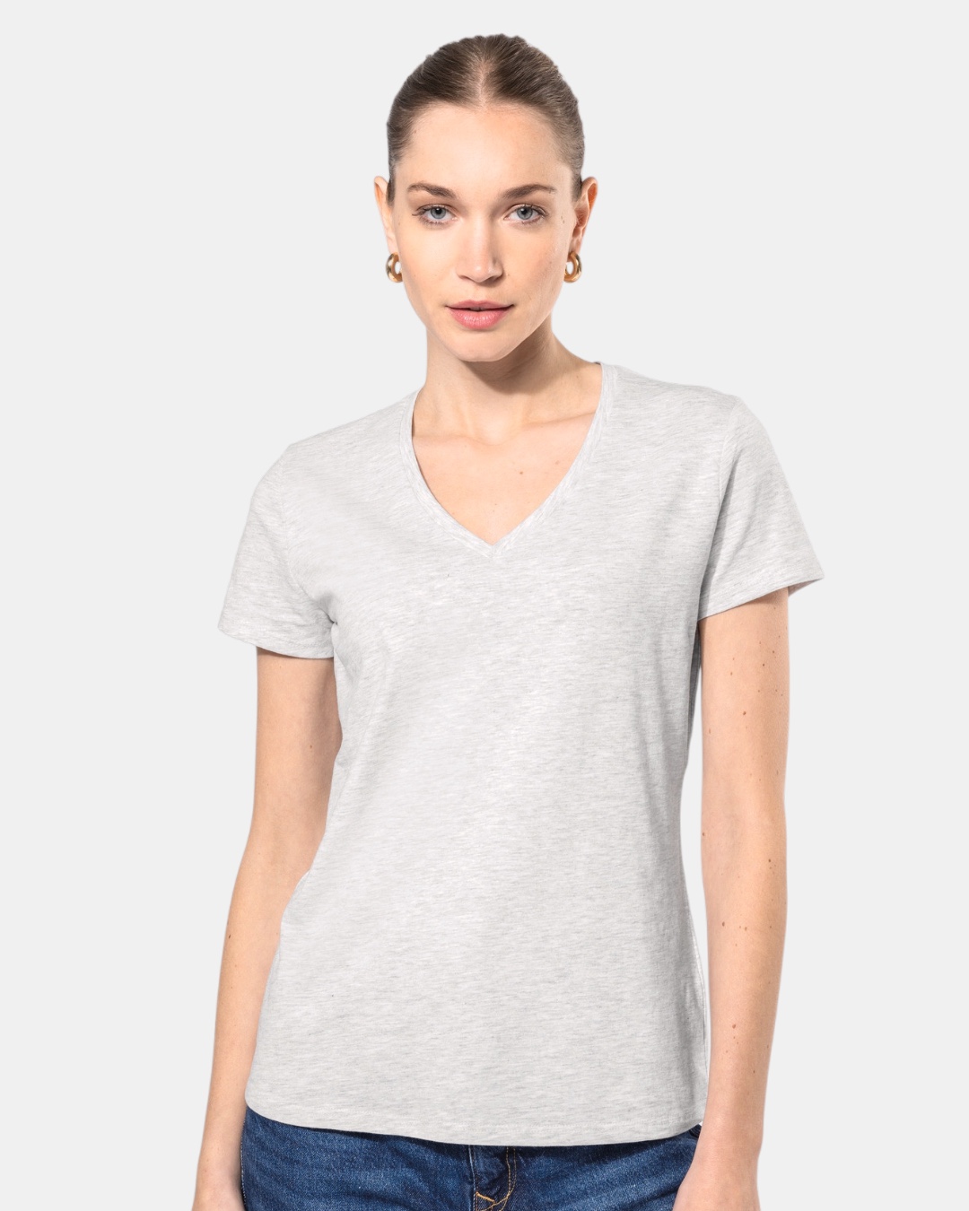 T-shirt col V femme personnalisable coton peigné 180g – 22 coloris – DiyShirt