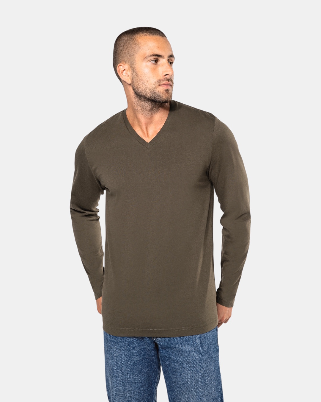 T-shirt col V manches longues personnalisable coton 180g – 22 coloris – DiyShirt