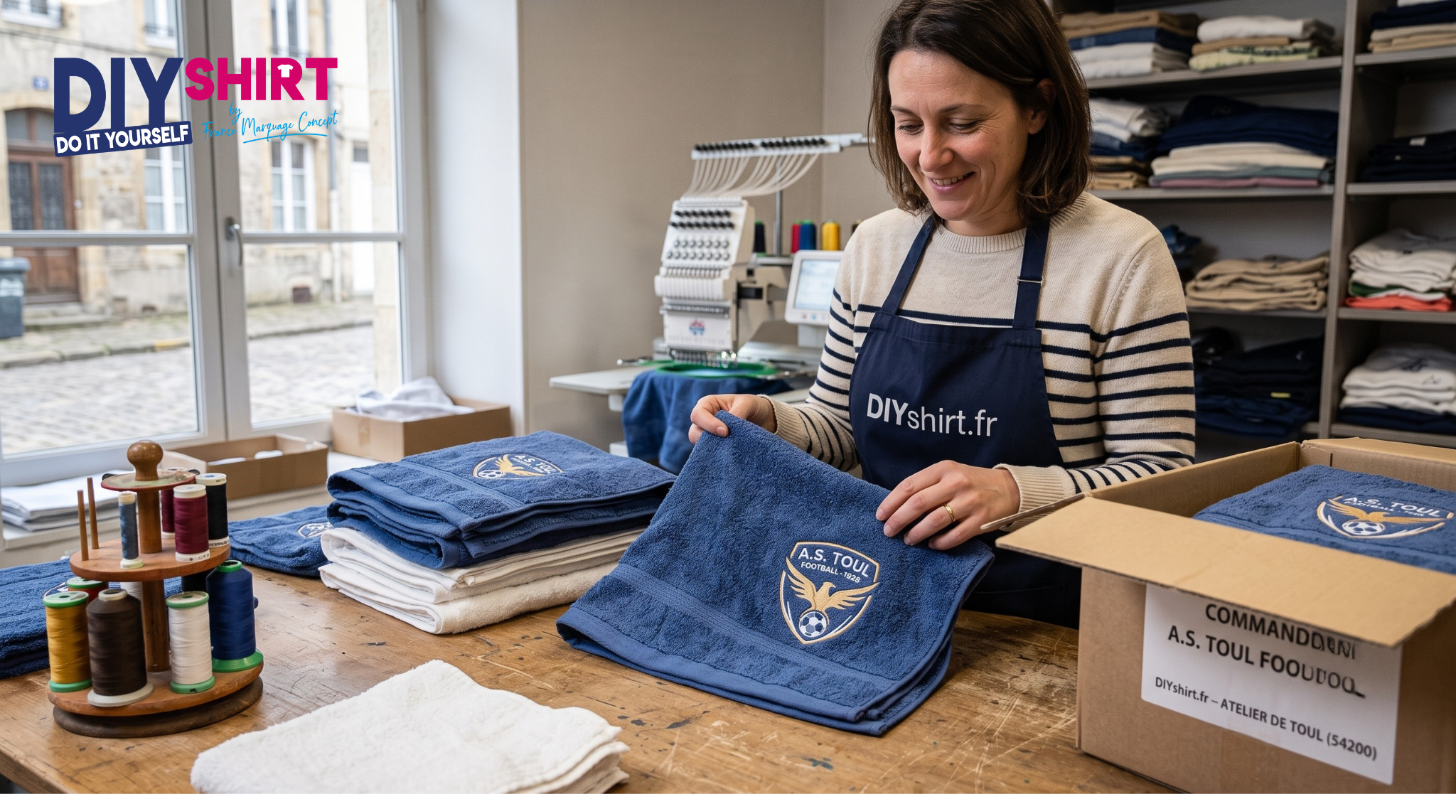 Serviette personnalisée pour club sportif réalisée dans notre atelier DIYShirt à Toul